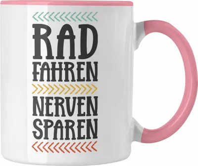Produktbild von Trendation - Fahrrad Radfahrer Geschenk Rennrad Bike Geschenkidee Männer Tasse Fahrradfahrer Kaffeetasse (Rosa)