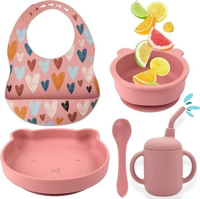 Immagine prodotto di Set di stoviglie per neonati con ventosa, in silicone, senza BPA, antiscivolo