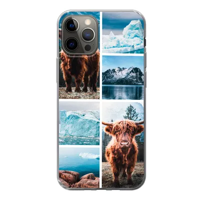 Produktbild von MuchoWow® Handyhülle Schutzhülle Hülle für iPhone 12 Pro Schottischer Highlander - Eiscreme - Collage Silikon Softcase Handy Hülle - Abdeckung