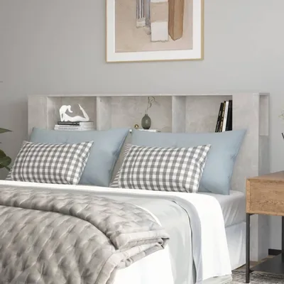 Image de The Living Store Tête de lit avec étagères gris béton 180x18,5x104,5 cm