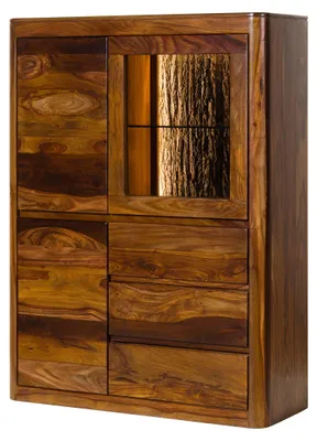 Produktbild von MASSIVMOEBEL24 Highboard Sheesham 109x40x145 walnuss gewachst TORONTO LUX #209
