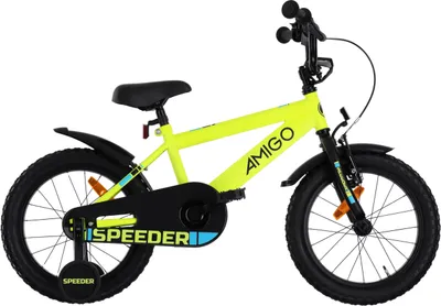 Produktbild von AMIGO Kinderfahrräder Jungen Speeder 16 Zoll 27 cm Jungen Rücktrittbremse Gelb/Schwarz