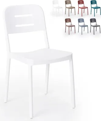 Image de Chaise en polypropylène au design moderne pour cuisine bar restaurant jardin Mose - Blanc