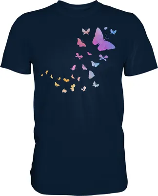 Produktbild von Aquarell Schmetterlinge T-Shirt – Navy / S