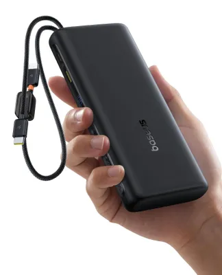 Productafbeelding van Powerbank 20000mAh 100W met 2 Geïntegreerde USB-C-kabels voor Laptop