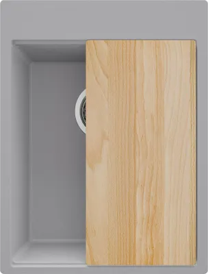 Produktbild von PRIMAGRAN Spülbecken Grau 38x50cm, Granitspüle 1 Becken + Ablauf-Set + Schneidebrett, Küchenspüle ab 40er Unterschrank - Oslo
