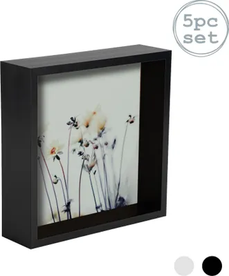 Produktbild von Nicola Spring 5 Stück Box Photo Frame Set - 6 x 6 Quadrat-Acrylrahmen - Schwarz