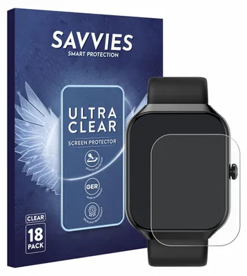 Produktbild von 18x Für Matast Smartwatch 1.96" Schutzfolie Savvies Displayschutz Display Schutz Folie Klar Transparent