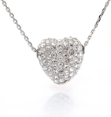 Produktbild von Damen Anhänger Herz 15mm Liebe Kristalle Steine Und Silber Kette 925-40cm