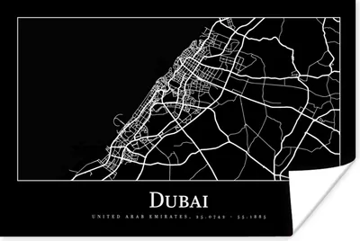 Produktbild von MuchoWow® Poster Dubai Stadtplan - Karte 120x80 cm - Bilder