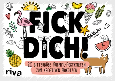 Produktbild von FICK DICH! - 20 bitterböse Ausmal-Postkarten zum kreativen Abkotzen
