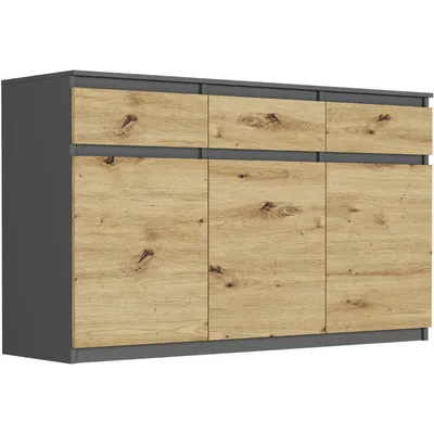 Produktbild von Framire Kommode - Anthrazit / Eiche Artisan - 120 x 41 x 98 cm - Modern S-3