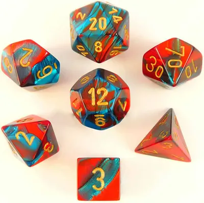 Produktbild von Chessex Würfelset Red-Teal with gold Gemini Polyhedral 7