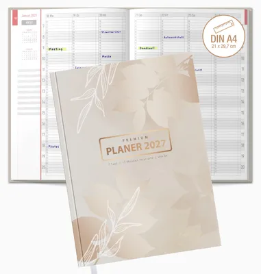 Produktbild von Praxisplaner 2027 A4 Bloom Premium Hardcover Kosmetik Beauty Salon 15 Min TaktMitarbeiterplan