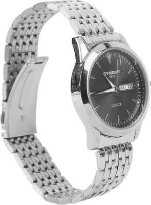 Produktbild von Quarz Herrenuhr Kommerziell Dual Datum Stilvoll Klassisch Quarz Edelstahl Dress Watch Silber Armband Schwarzes Zifferblatt