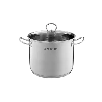 Zdjęcie produktu dla AMBITION Acero 13,5 l - Rondel gastronomiczny ze stali nierdzewnej / garnek do gotowania z pokrywką
