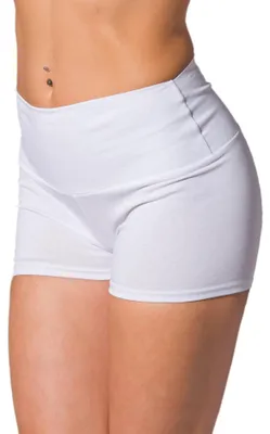 Productafbeelding van Alkato dames sportbroekjes met hoge taille, model hotpants, fietspantalon, lange shorts, kleur: wit, maat: 38