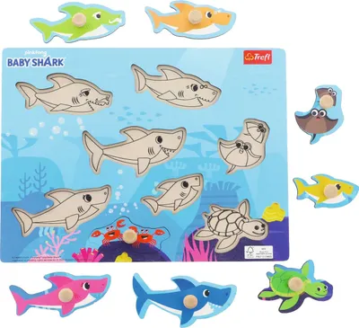 Image de Puzzle en bois Baby Shark avec 8 pièces