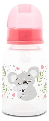 Obrázok produktu pre Baby Care dojčenská fľaša Simple 125 ml zvieratá ochranné viečko cumlík veľkosť 0+ od narodenia ružová