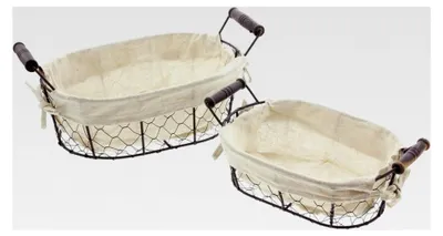 Produktbild von Füllkorb aus Metall, 2er Set, 23 x 15 x 8 cm, 29 x 19 x 10 cm