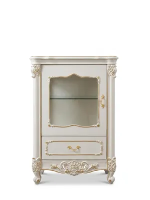 Produktbild von Vitrine Weiß Luxus Wohnzimmer Möbel Holz Glas Design Schrank Klassische