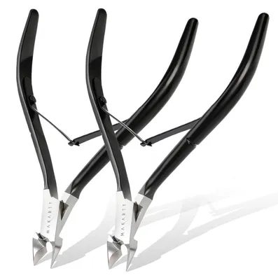 Image de Pince à cuticules de précision, coupe-ongles, 2 pièces, noir, en acier inoxydable