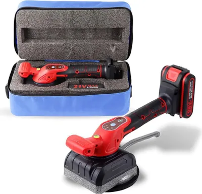 Produktbild von 21V Fliesenvibrator - Kabellose Fliesen-Nivelliermaschine - Handgerät - Für Boden- und Wandfliesen - Set mit 2 Akkus
