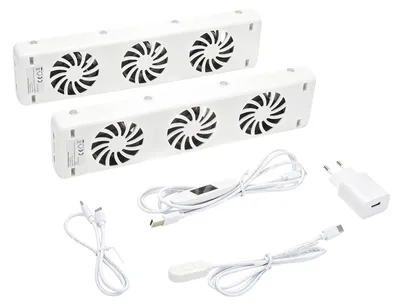 Radiatorventilator-Set mit Thermostat, 2 Stück, weiß