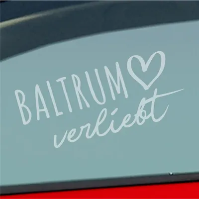 Produktbild von Auto Aufkleber Baltrum verliebt Herz Insel Nordsee Liebe Car 19x8 cm Milchglas Sticker Heckscheibenaufkleber