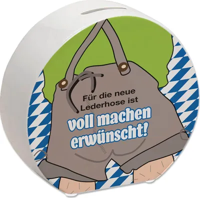 Produktbild von Für die neue Lederhose ist voll machen erwünscht! Spardose in Grau