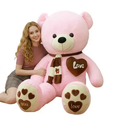 Produktbild von Teddybär XXL 180cm Rosa– Großer Kuschelteddy, Riesen Teddybär Flauschig & Kuschelig, Plüschtier XXL, Stofftier Groß, Geschenk für Geburtstag, Valent