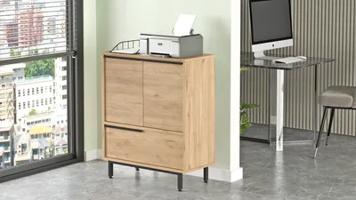 Produktbild von Skye Decor, On8B-S, Mehrzweckschrank, 100 % MELAMINBESCHICHTETE SPANPLATTEN, Nussbaum, 74,8 x 35,5 x 90,4 cm
