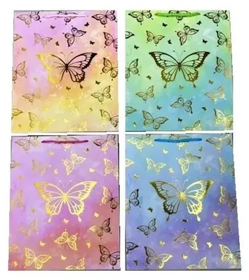 Produktbild von Geschenktüte L Schmetterlinge 31 x 40 x 12 cm