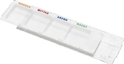 Produktbild von Melipul Tablettendose Medikamentendispenser für 1 Tag mit 4 Fächern