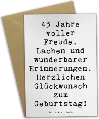 Produktbild von Mr. & Mrs. Panda valentinstagskarte Spruch 43. Geburtstag Freude - Weiß - Geschenk, Happy Birthday, Feier, Alter, Geburtstagsgeschenk, hochzeitskarten, osterkarte
