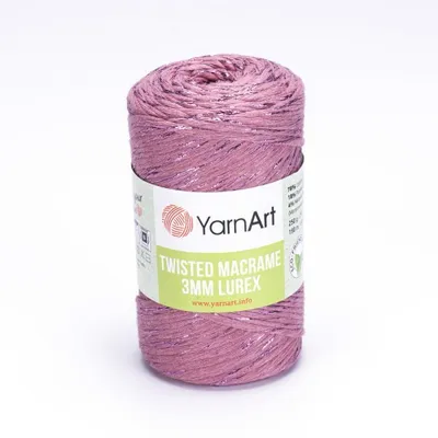 Zdjęcie produktu dla Sznurek YarnArt Twisted Macrame Lurex 3mm 792 / brudny róż + róż