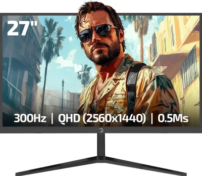 Produktbild von GAMEPOWER Q-MAX 27 Zoll Gaming Monitor – QHD 2K, 300Hz, 0,5ms Fast IPS, Pivot Höhenverstellbar, Schwarz