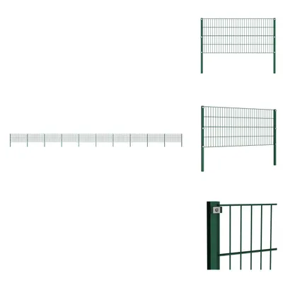 Produktbild von vidaXL Zaunfeld mit Pfosten Eisen 17 x 0,8 m Grün -  Zaunfelder