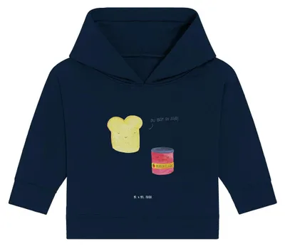 Produktbild von Mr. & Mrs. Panda Organic Baby Hoodie Toast Marmelade 24. - 36. Monat - French Navy - Geschenk, Brot, Toastbrot, Kapuzenshirt, Kapuzensweatshirt, Süß, Dreamteam
