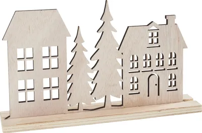 Produktbild von VBS Holz-Steckmotiv "Häuser und Tannen", 2-tlg.