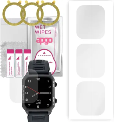 Produktbild von apgo 3 Stück Schutzfolie, klar, kompatibel mit Watchmark Kardiowatch Focus Smartwatch, Hydrogel Displayschutzfolie mit Positionierhilfe, Displayfolie, robust und kratzfest