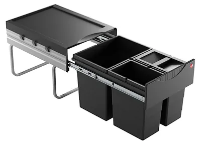Image de Collecteur de déchets Hailo 3642731 Raumspar-Tandem 2x 8,5 +18 L noir