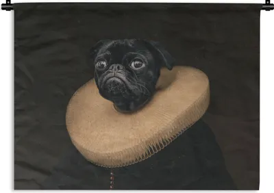 Produktbild von MuchoWow® Wandteppich Wandbehang Hund - Gemälde - Tierkopf 90x67.5 cm Tapisserie Dekoration Wandtuch - Fototeppich - Wand-Skulpturen