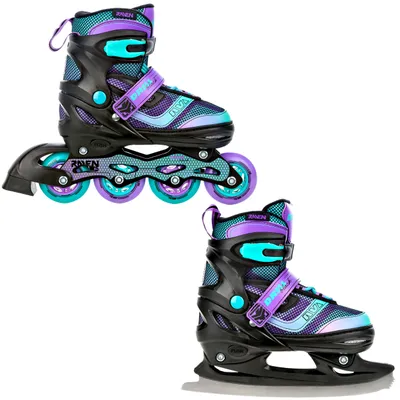 Produktbild von 2in1 Inlineskates/Schlittschuhe Raven Drill Violet/Mint 38-42 verstellbar