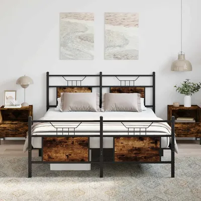 Produktbild von Bettgestell ohne Matratze Räuchereiche 140x200 cm Holzwerkstoff - Klassische Betten