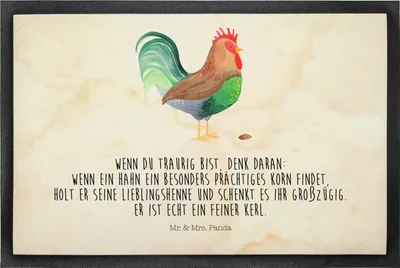 Produktbild von Mr. & Mrs. Panda Fußmatte Hahn Korn 50 x 75 cm - Vintage - Geschenk, abstreifer, Bodenvorleger, Bauernhof, Schuhabstreifer, Schmutzmatte, Natur, Eier, Henne