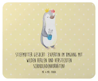 Produktbild von Mr. & Mrs. Panda Mousepad Stiefmutter Expertin - Gelb Pastell - Geschenk, Muttertag, Familie, pc mausunterlage, handgemacht, Freude, Herausforderungen, Dankeschön, laptop