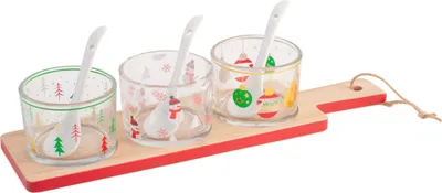 Produktbild von H&h 7-teiliges Weihnachtsset mit Bambustablett
