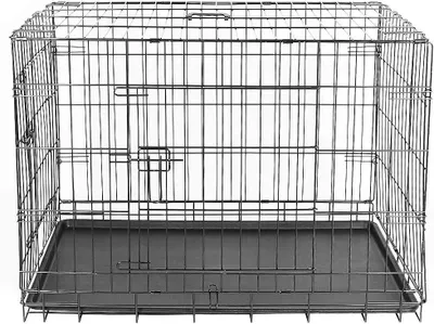 Immagine prodotto di Gabbia pieghevole per animali domestici in metallo con 2 porte, adatta per cani e altri animali, dimensioni 106 x 76 x 71 cm