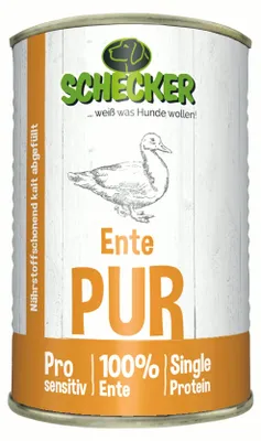 Produktbild von Schecker Nassfutter Ente PUR 12 x 410g